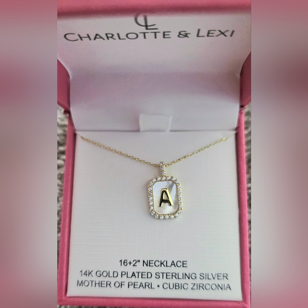 Charlotte & Lexi Letter "A" Necklace, 14K Gold Plated Sterling Silver
